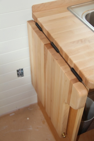 Fold up section to add more counter space if needed or fold down to get more room for people in the kitchen